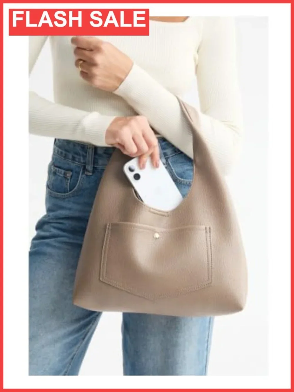 Slouchy Faux Leather Hobo Bag Soft Vegan Leather Tote Small Purse